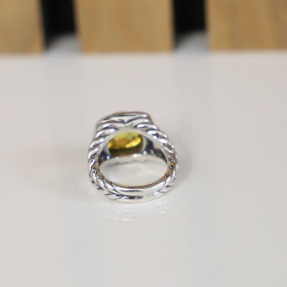 David Yurman Sterling Silver 11mm Albion Ring Lemon Citrine with Diamonds size 6 - Picture 6 of 8